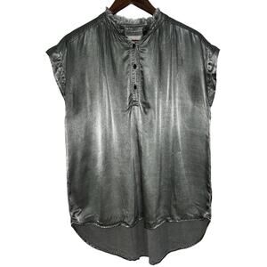 Tina + Jo Women's Medium Silver Metallic Sleeveless Top